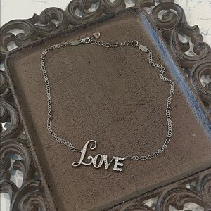 Chic Silver 'Love' Pendant Necklace